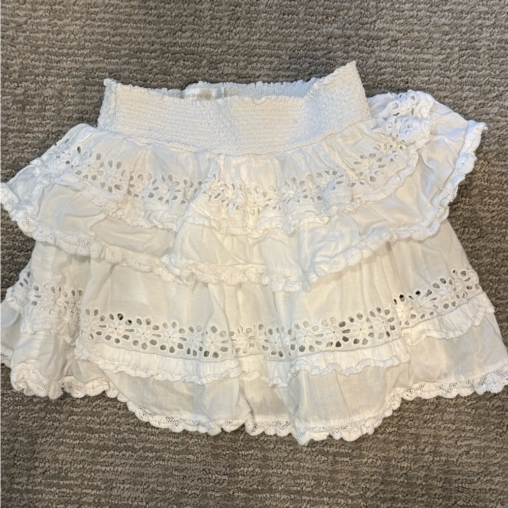 LoveShackFancy Girls 7 - 8 Youth True White Lace Mini Skirt Billie Kids EUC
